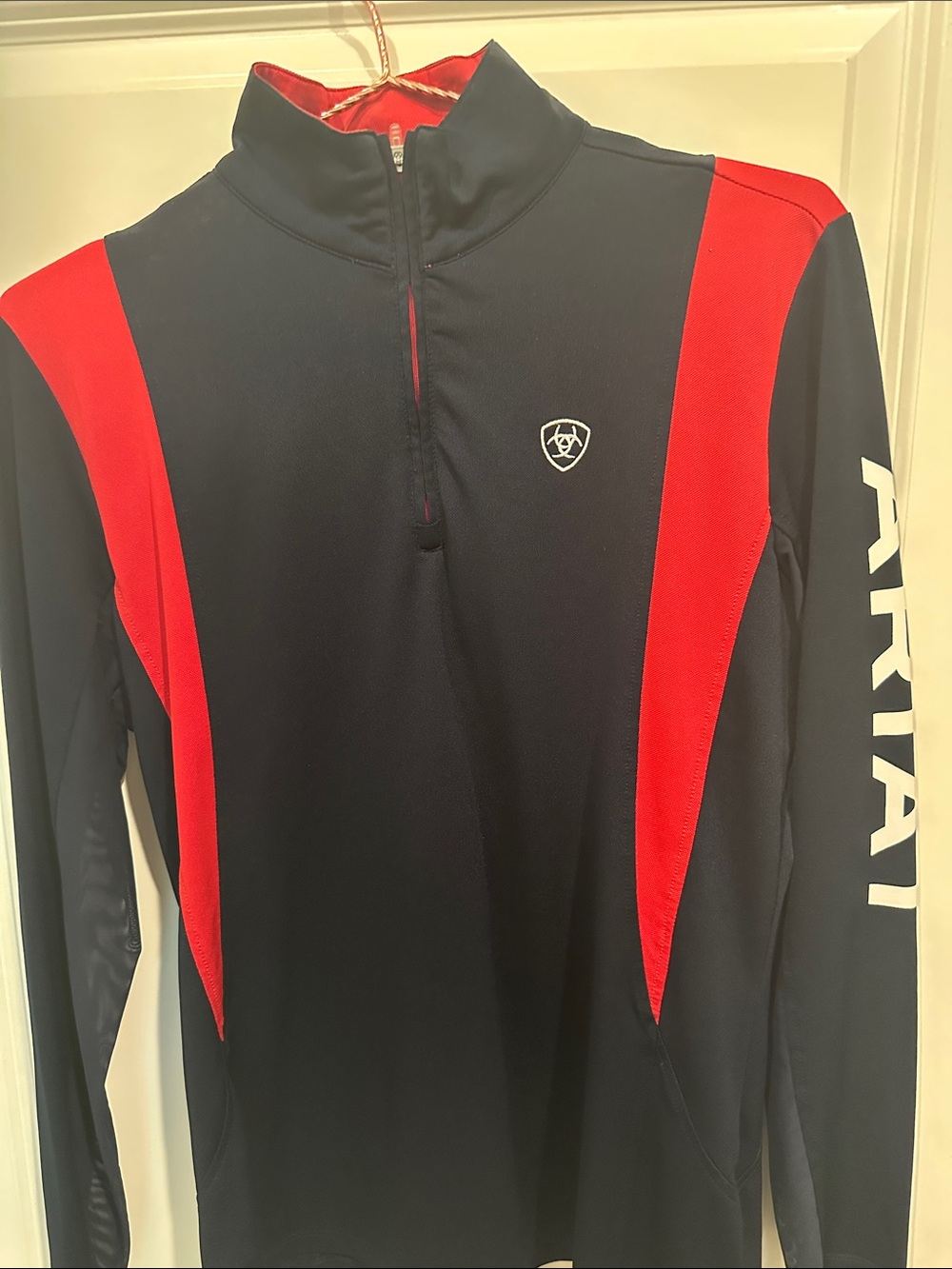 Ariat Womens Navy and Red Quarter-Zip Performance Pullover